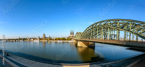 view of Hohenzollern Bridge and the cathedral in Cologne, Germany © Vaceslav Romanov