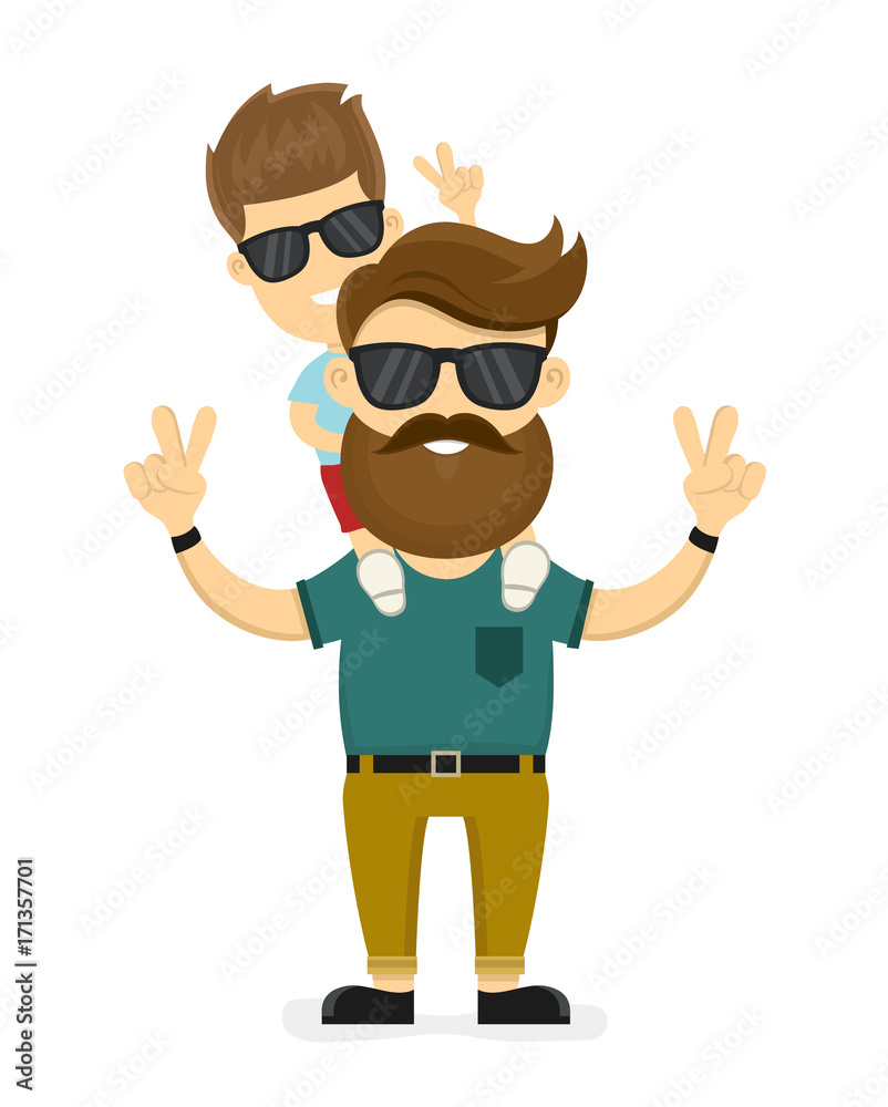 1458610 Happy smiling hipster father and son.