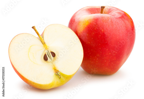 sliced red apple path isolated