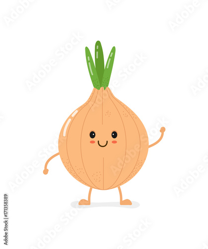 Cute smiling bow onion character 