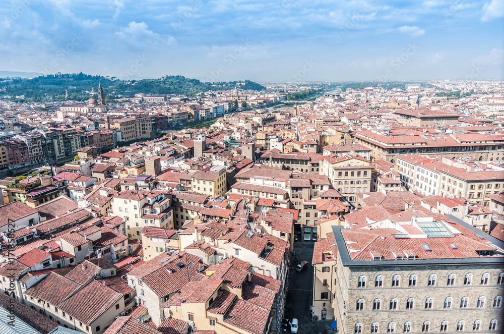 Panoramic Florence around the river Arno