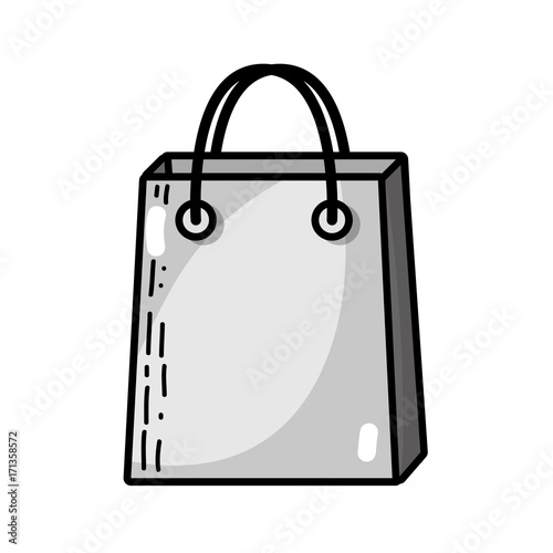 grayscale shopping bag market accessory icon vector illustration