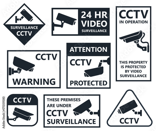 security camera sticker, video surveillance symbols, cctv icons