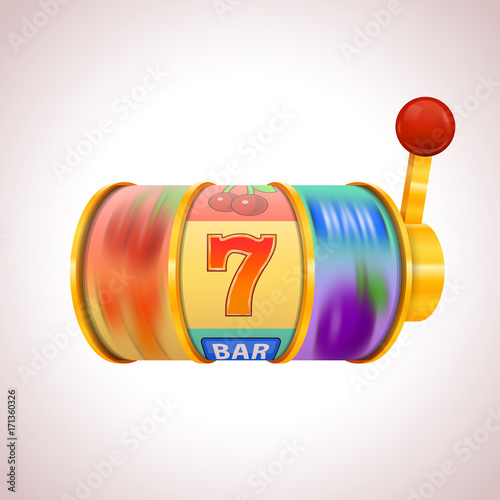 Golden slot machine wins the jackpot. Vector illustration