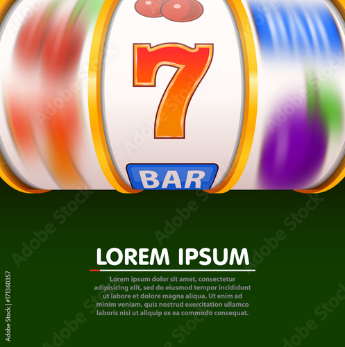 Golden slot machine wins the jackpot. Spin wheels.