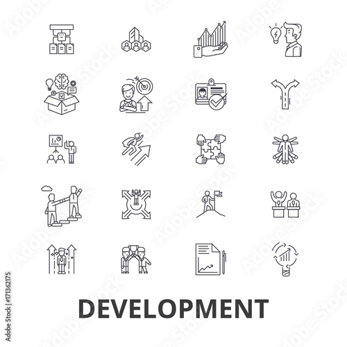 Development, business technology, real estate, optimization line icons. Editable strokes. Flat design vector illustration symbol concept. Linear signs isolated on background