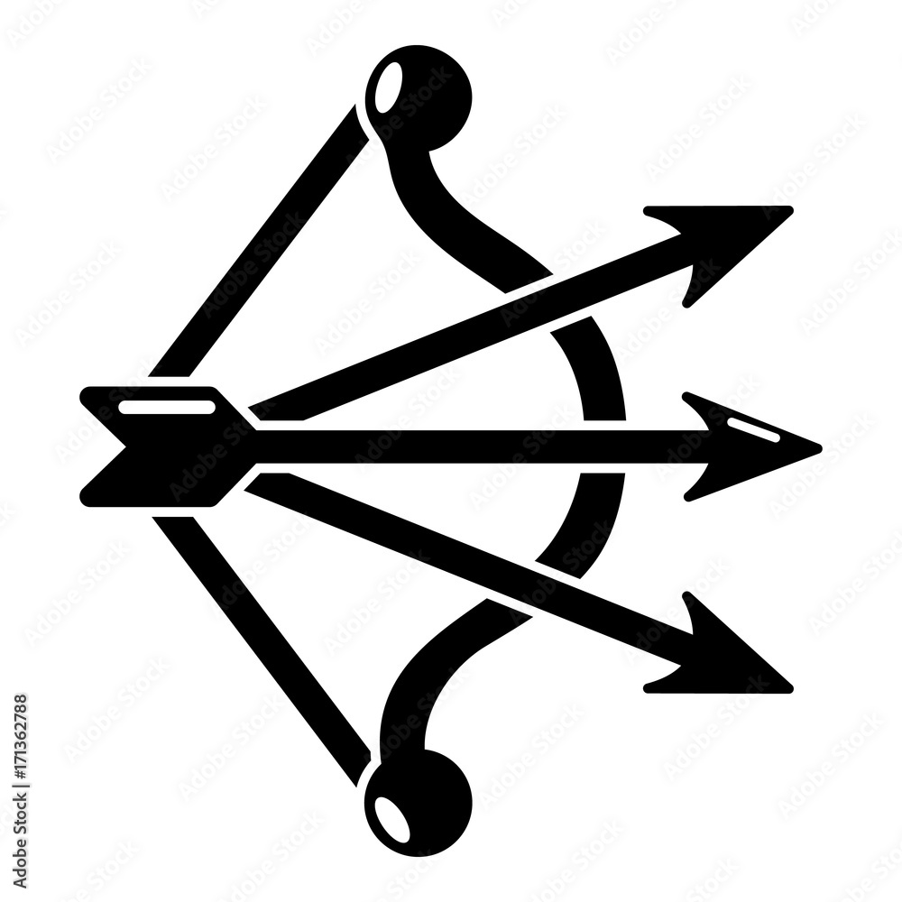 Bow and arrows equipment icon, simple style Bow and arrows equipment icon, simple style
