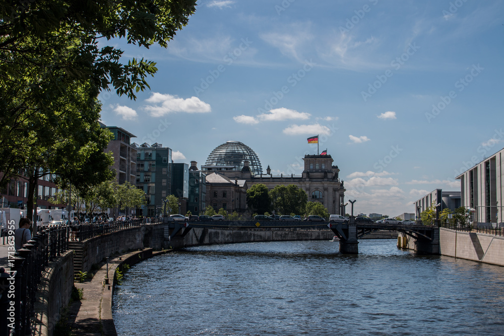 Berlin parliament with river