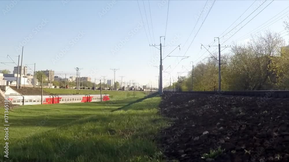 Trains On Railway at Spring day Timelapse Trains On Railway at Spring day Timelapse