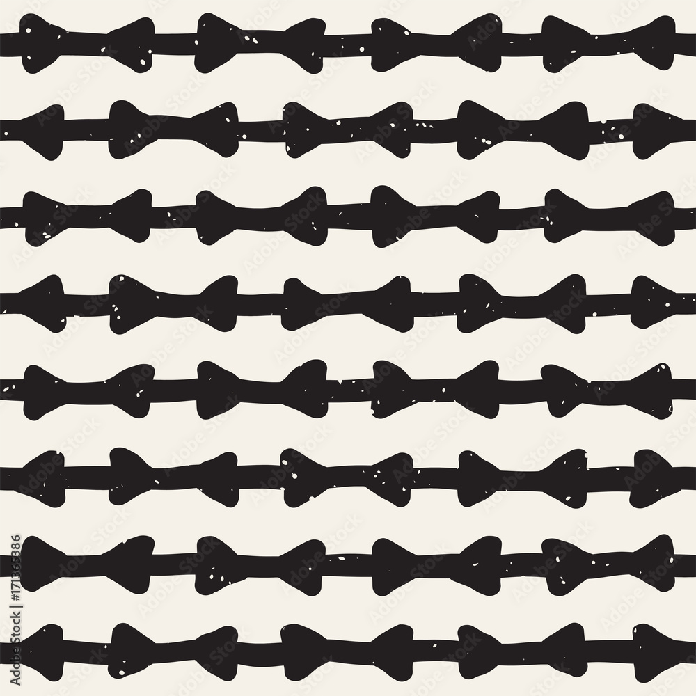 Naklejka premium Seamless pattern with hand drawn lines. Abstract background with freehand brush strokes. Black and white texture. Ornament for wrapping paper.