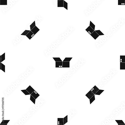 Opened cardboard box pattern seamless black