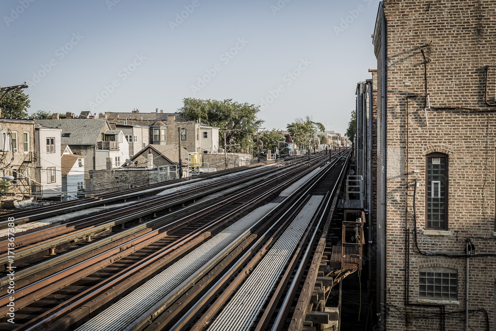 Tracks slicing through a residential area Tracks slicing through a residential area