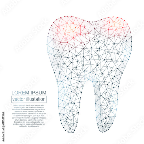 Polygonal tooth abstract image. Low poly wireframe