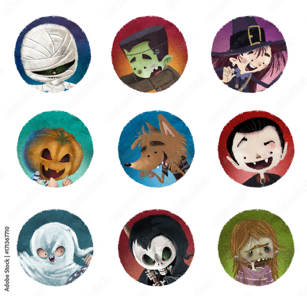 monstruos de halloween en circulos Stock Illustration | Adobe Stock monstruos de halloween en circulos Stock Illustration | Adobe Stock