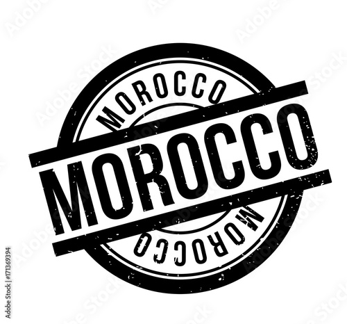 Morocco rubber stamp. Grunge design with dust scratches. Effects can be easily removed for a clean, crisp look. Color is easily changed. photo