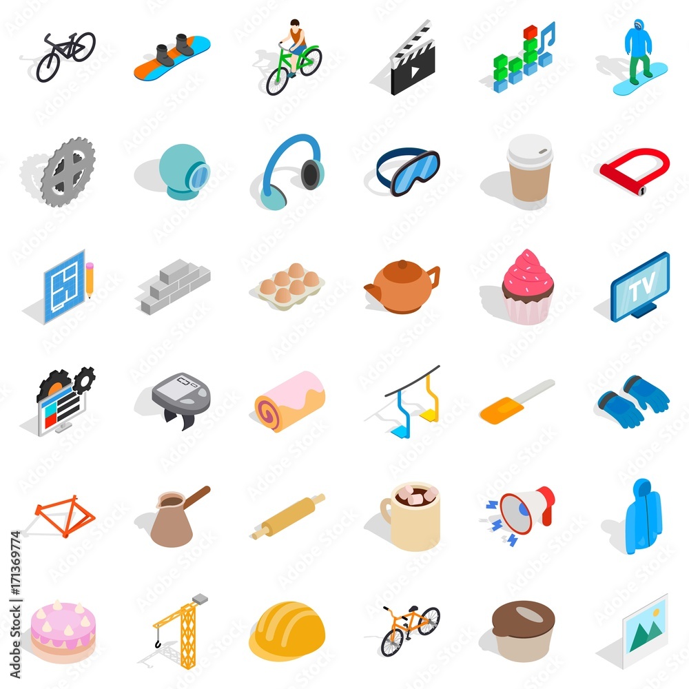 Clapper icons set, isometric style