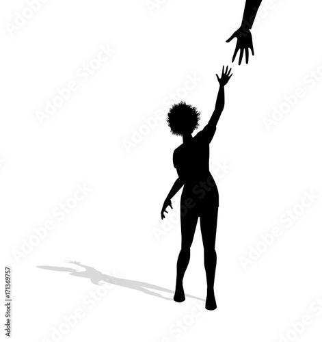 symbolic illustration of woman trying to grab a hand