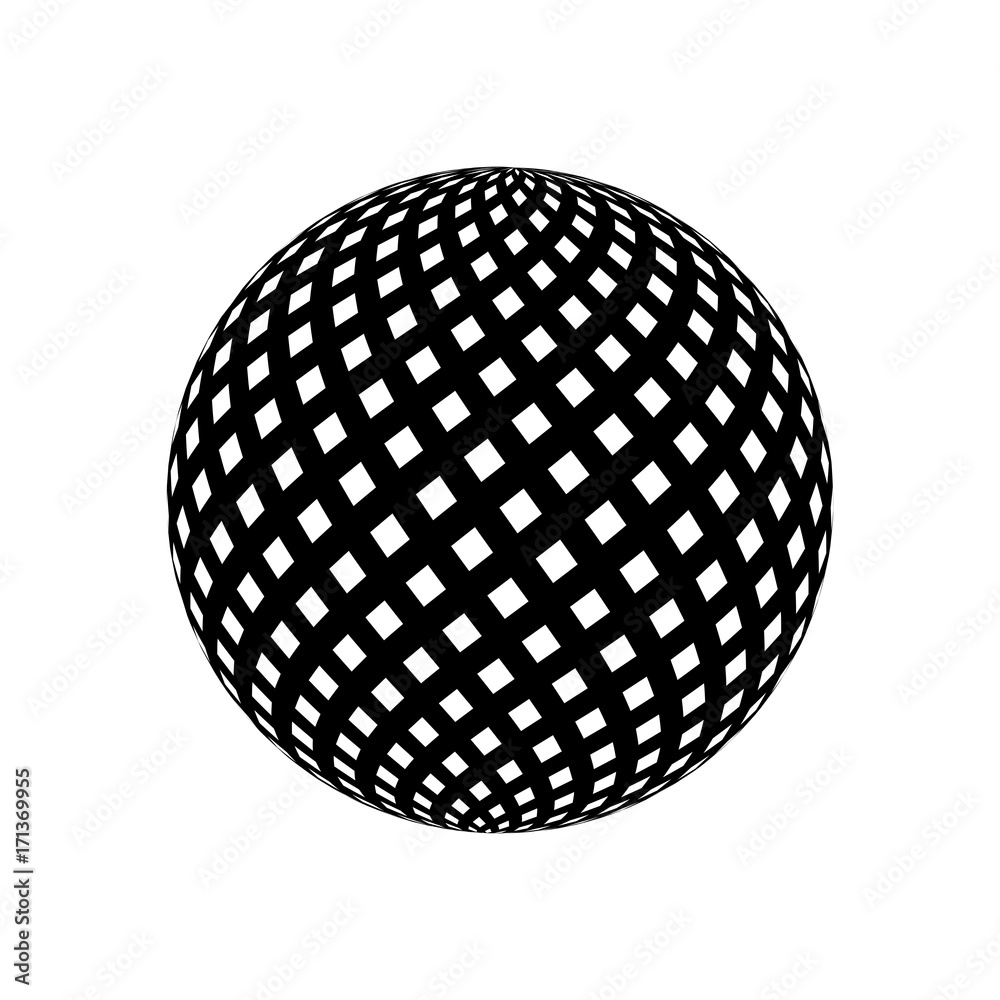 Abstract vector background. 3d sphere. Black and white vector illustration.