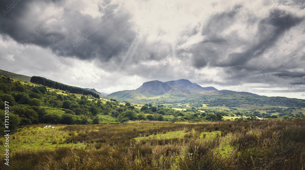 Sun Rays over Scenic Mountainous Landscape of North Wales Sun Rays over Scenic Mountainous Landscape of North Wales