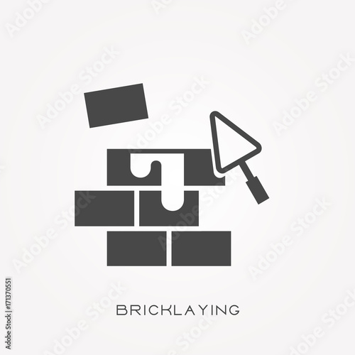 Silhouette icon bricklaying