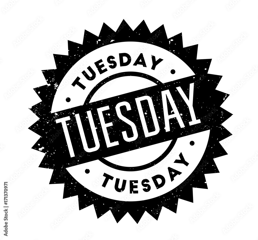 Tuesday rubber stamp. Grunge design with dust scratches. Effects can be easily removed for a clean, crisp look. Color is easily changed. Tuesday rubber stamp. Grunge design with dust scratches. Effects can be easily removed for a clean, crisp look. Color is easily changed.