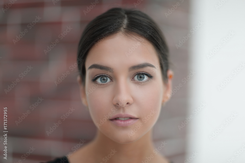 face of young woman with make-up in the style of face of young woman with make-up in the style of