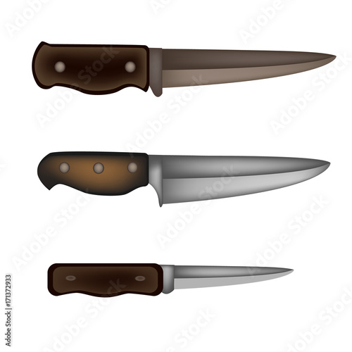 Set of kitchen knives. Knife for cutting meat. Vector illustration. Flat icon.