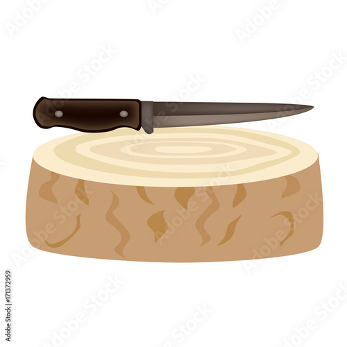 Kitchen knives and wooden chopping boards. Cutting a kitchen knife. The kitchen equipment. Vector illustration to culinary sites or cookbook, vegetarian menu, kitchen interior design.