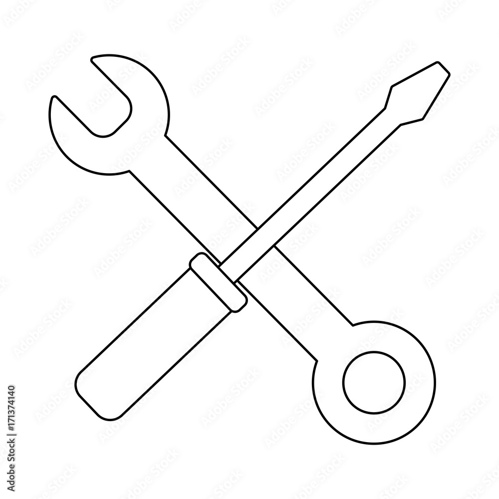 screwdriver and spanner icon over white background vector illustration screwdriver and spanner icon over white background vector illustration