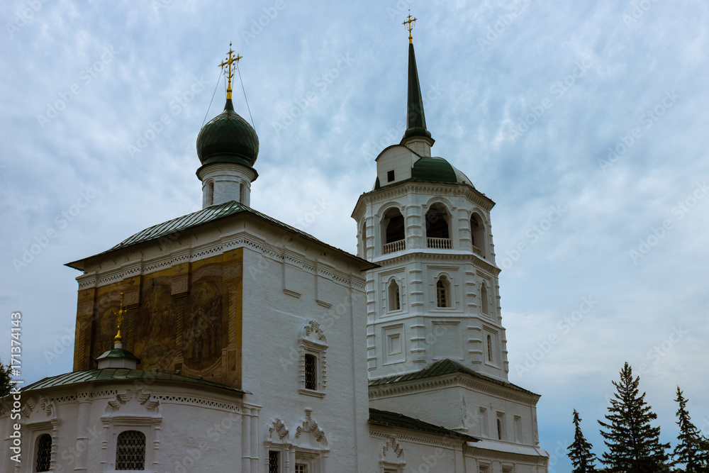 Orthodox cathedral against the background of a cloudy sky