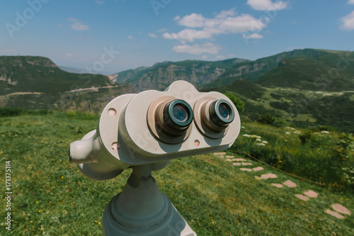 Republic of Armenia. Binocular viewer at Tatev. photo