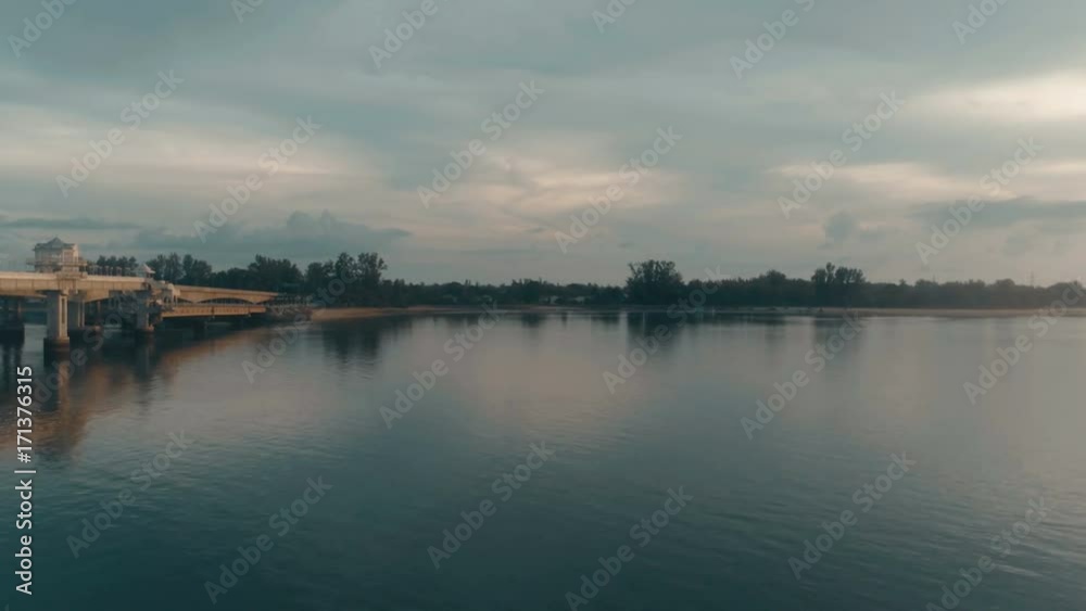Aerial drone view of beautiful sea and Sarasin bridge in Phuket, Thailand Aerial drone view of beautiful sea and Sarasin bridge in Phuket, Thailand