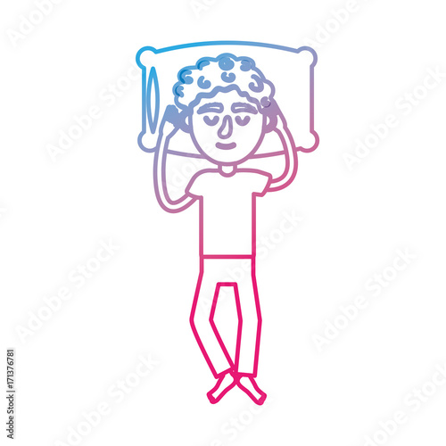 line man with hairstyle desing sleeping vector illustration