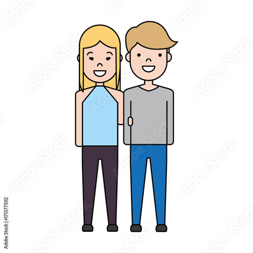 Wallpaper Mural happy couple of woman and man icon over white background colorful design vector illustration Torontodigital.ca