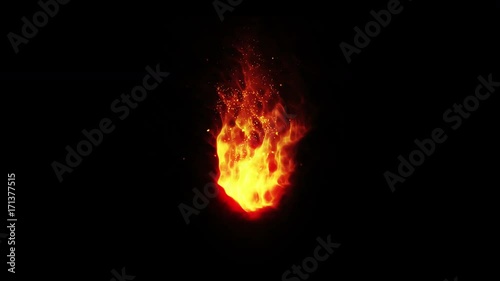 燃え盛る炎の動き 火花 赤 ループ