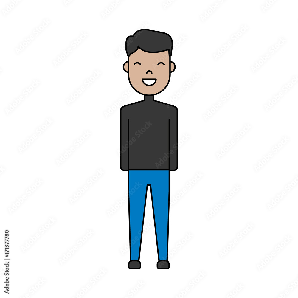 cartoon man standing icon over white background colorful design vector illustration