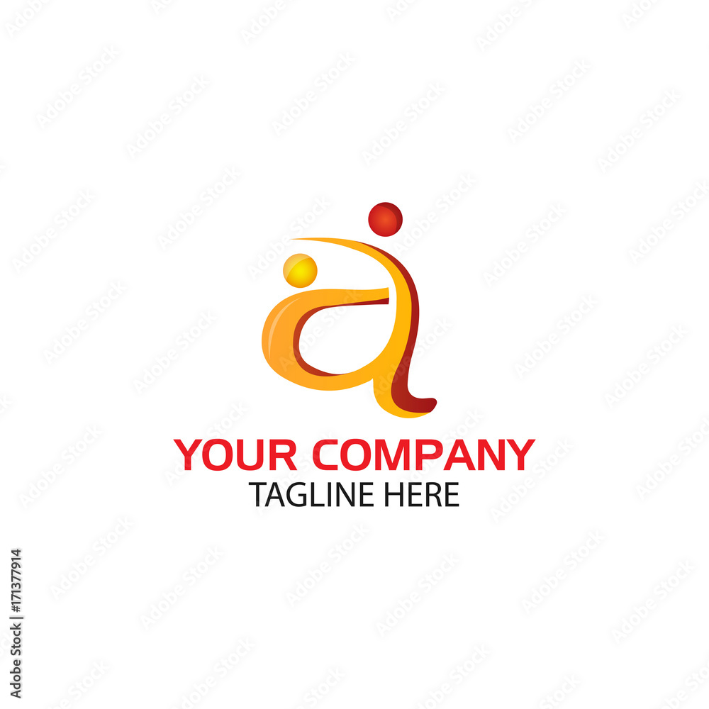 Fototapeta premium initial logo a with abstract people