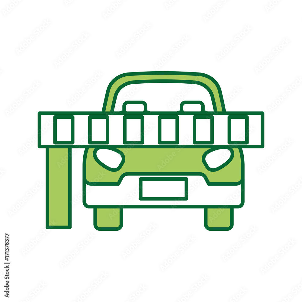 car parked in front of the barrier vector illustration car parked in front of the barrier vector illustration