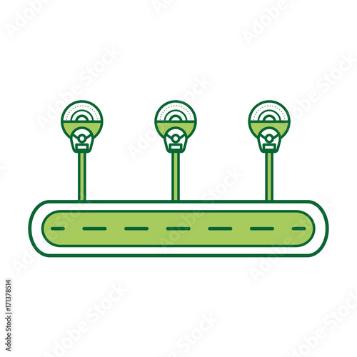 street parking meters zone traffic equipment vector illustration