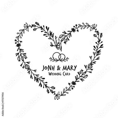 Floral heart frame, sketch for your design