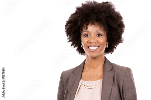 black casual woman on white background photo