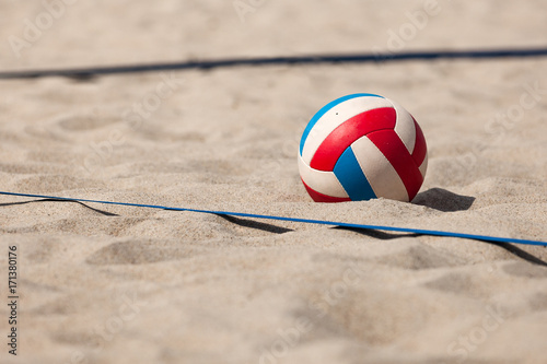 Beach volleyball in the sand 