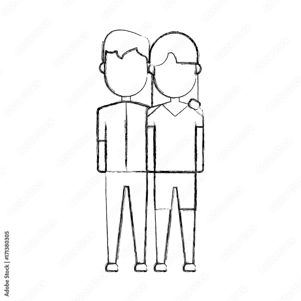happy couple of woman and man icon over white background vector illustration happy couple of woman and man icon over white background vector illustration