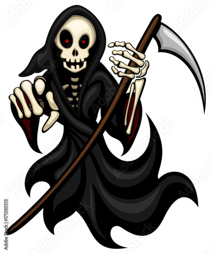 Vector illustration of a cartoon grim reaper.