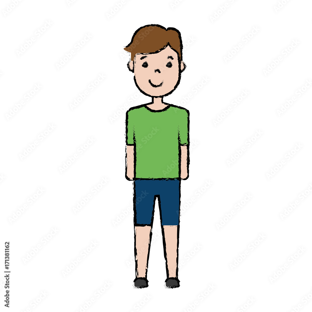 cartoon man standing icon over white background colorful design vector illustration
