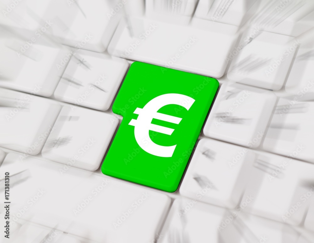 Eurozeichen auf der Tastatur Stock-Foto | Adobe Stock