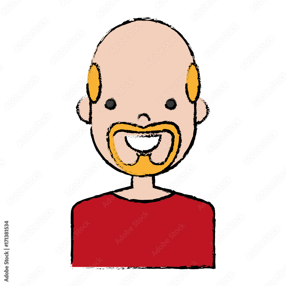 cartoon man with beard icon over white background colorful design vector illustration