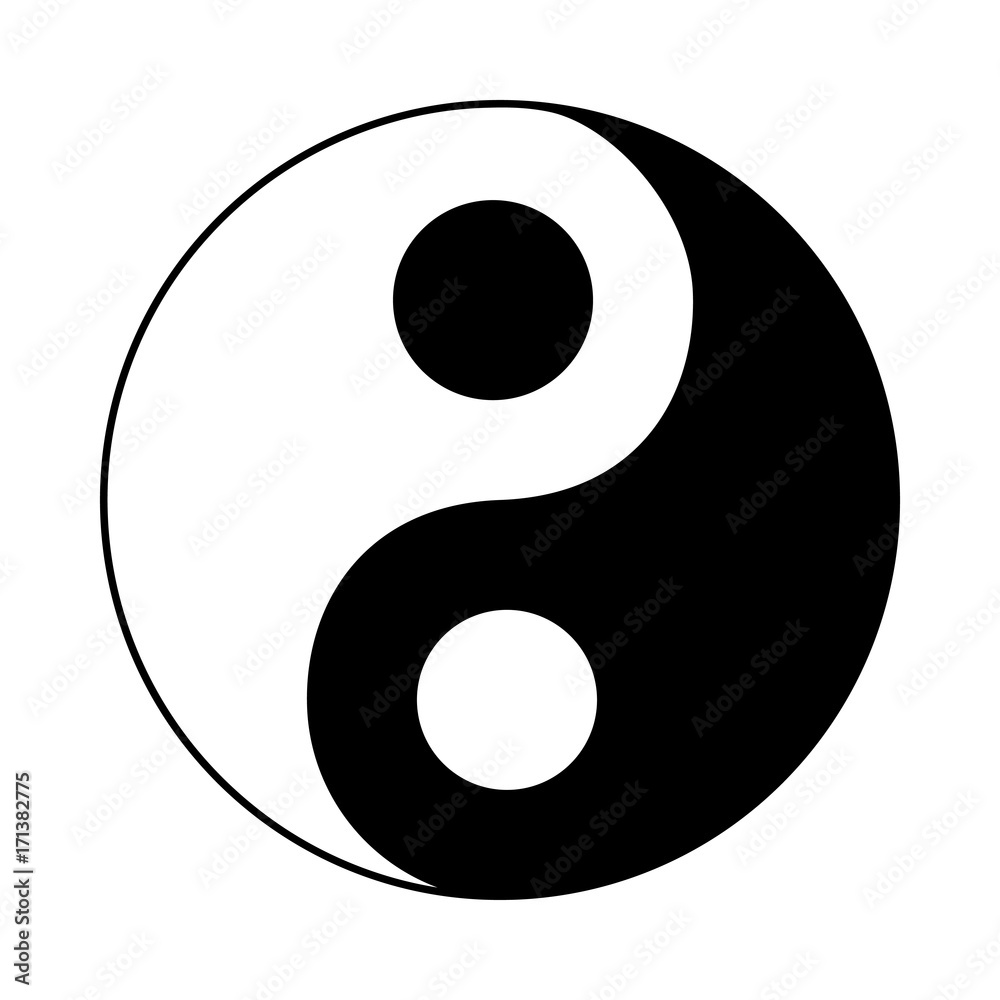 Yin Yang, oriental sacred symbol. Vector graphic on isolated background. Optically balanced variant. Yin Yang, oriental sacred symbol. Vector graphic on isolated background. Optically balanced variant.
