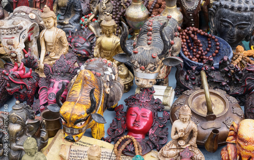 Statuettes of yak, souvenirs and handicrafts on the local market