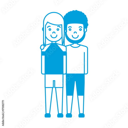 Wallpaper Mural happy couple of woman and man icon over white background vector illustration Torontodigital.ca